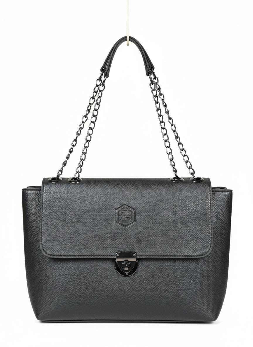 Noir Chain Elegance Tote
