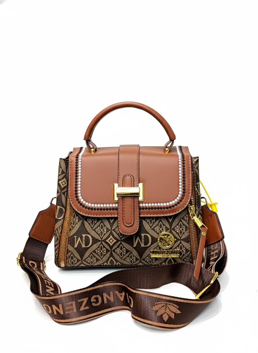 Seraphine Pearl-Trim Monogram Satchel