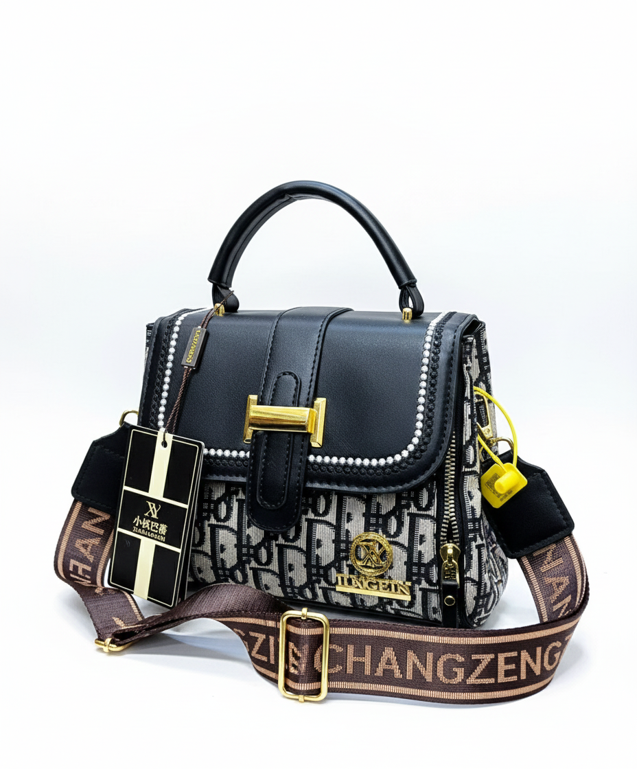 Seraphine Pearl-Trim Monogram Satchel